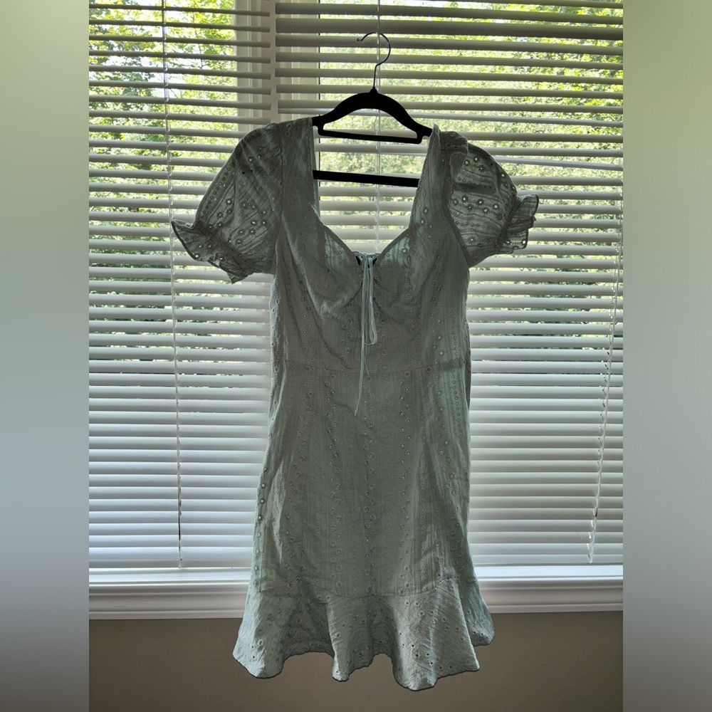 Lulus Sage Green Eyelet Lace Mini Dress